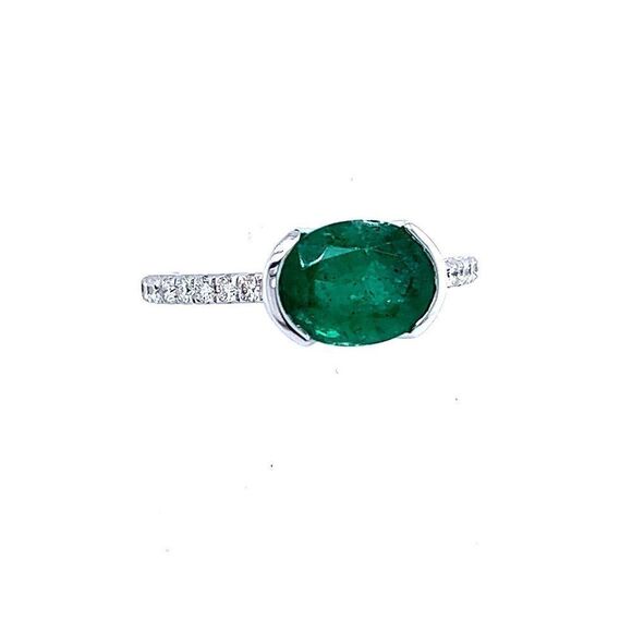 Natural Emerald Diamond Ring 6.5 14k W Gold 2.33 TCW Certified 221335 - Picture 1 of 17